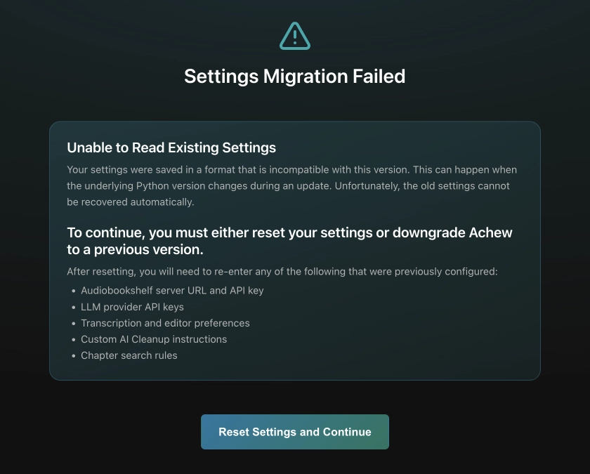Migration failed